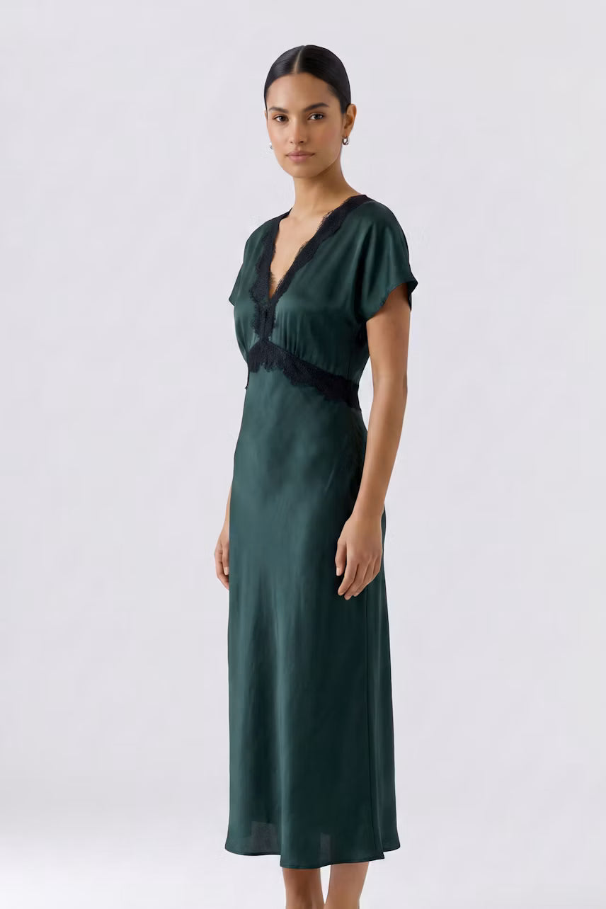 OUI Satin dress - scarab