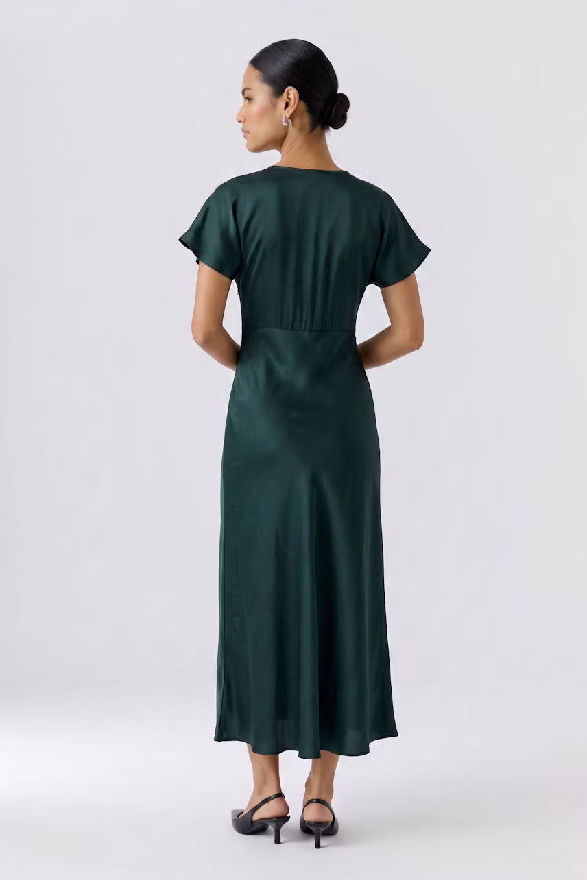 OUI Satin dress - scarab