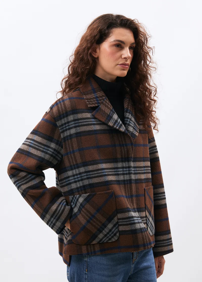 Humility brown reversible plaid jacket