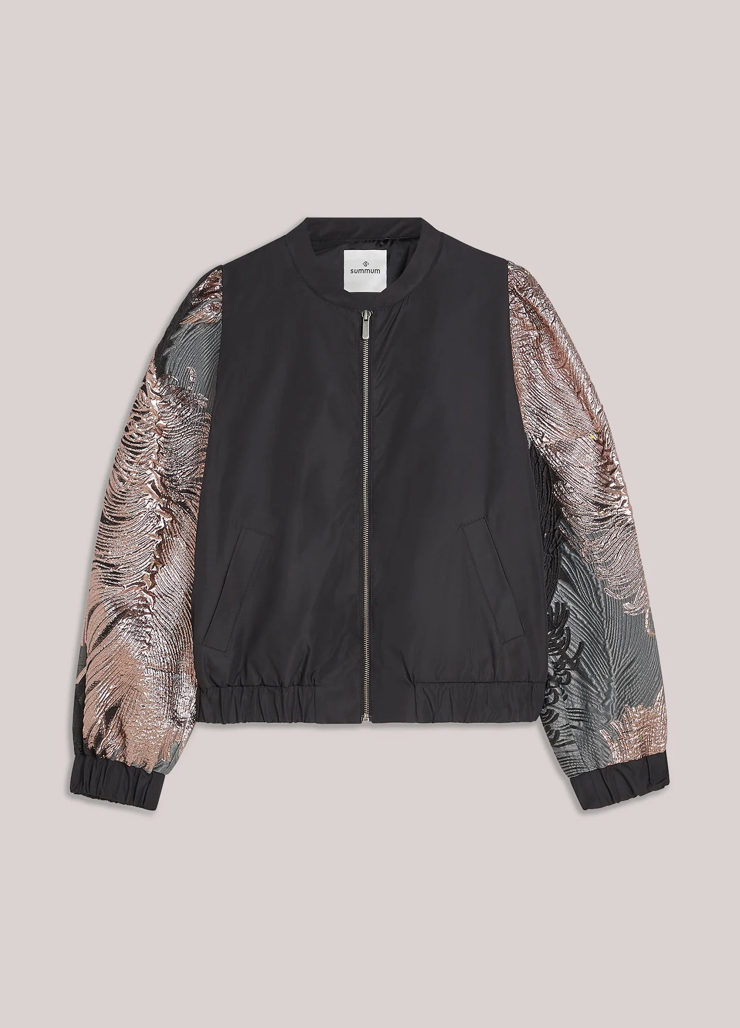 Summum Festive bomber jacket with jacquard sleeves