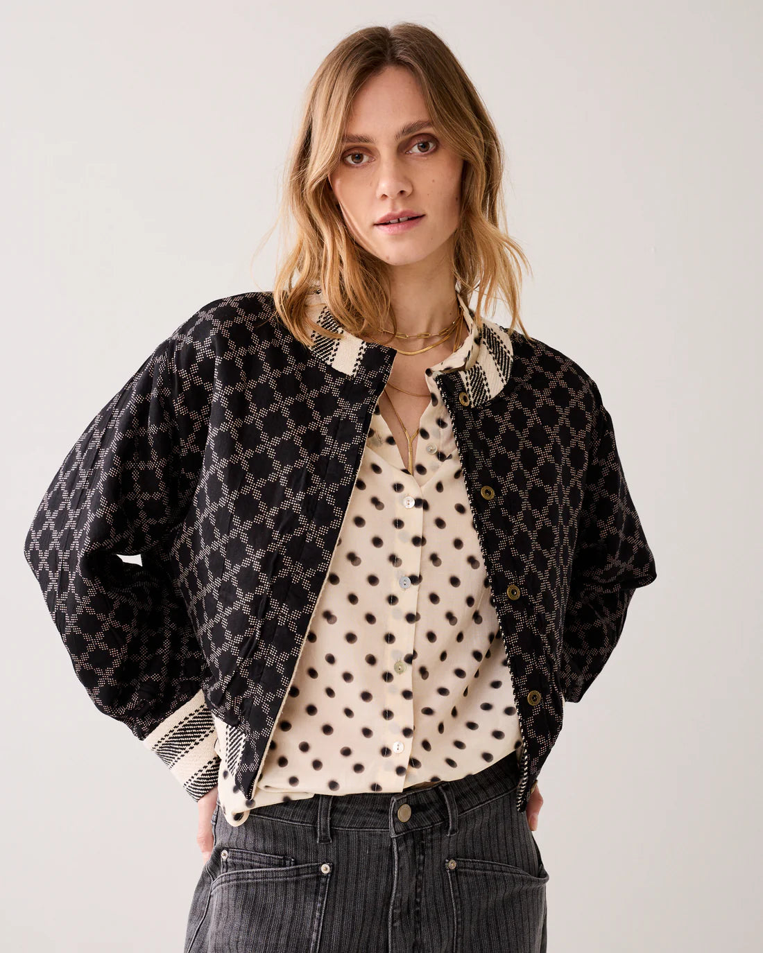 Summum Reversible striped jacket