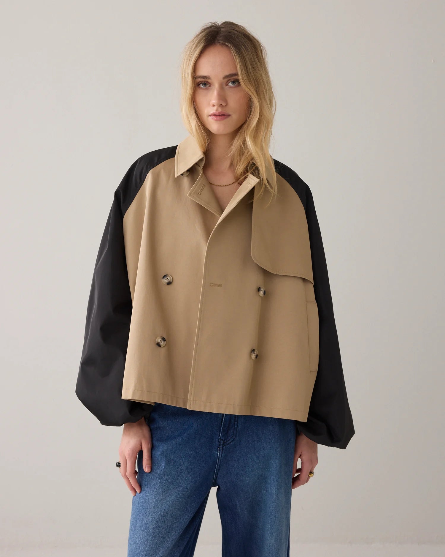 Summum Oversized trench coat with contrast