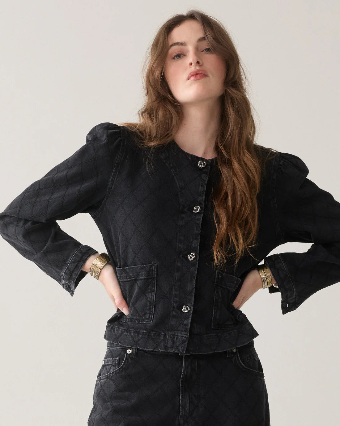 Summum Cropped denim jacket embroidery