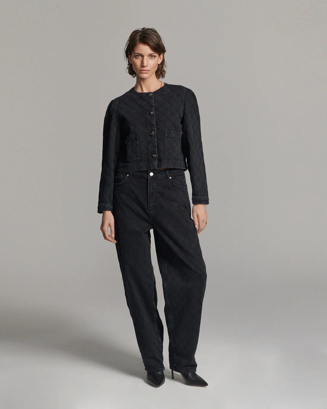 Summum Cropped denim jacket embroidery