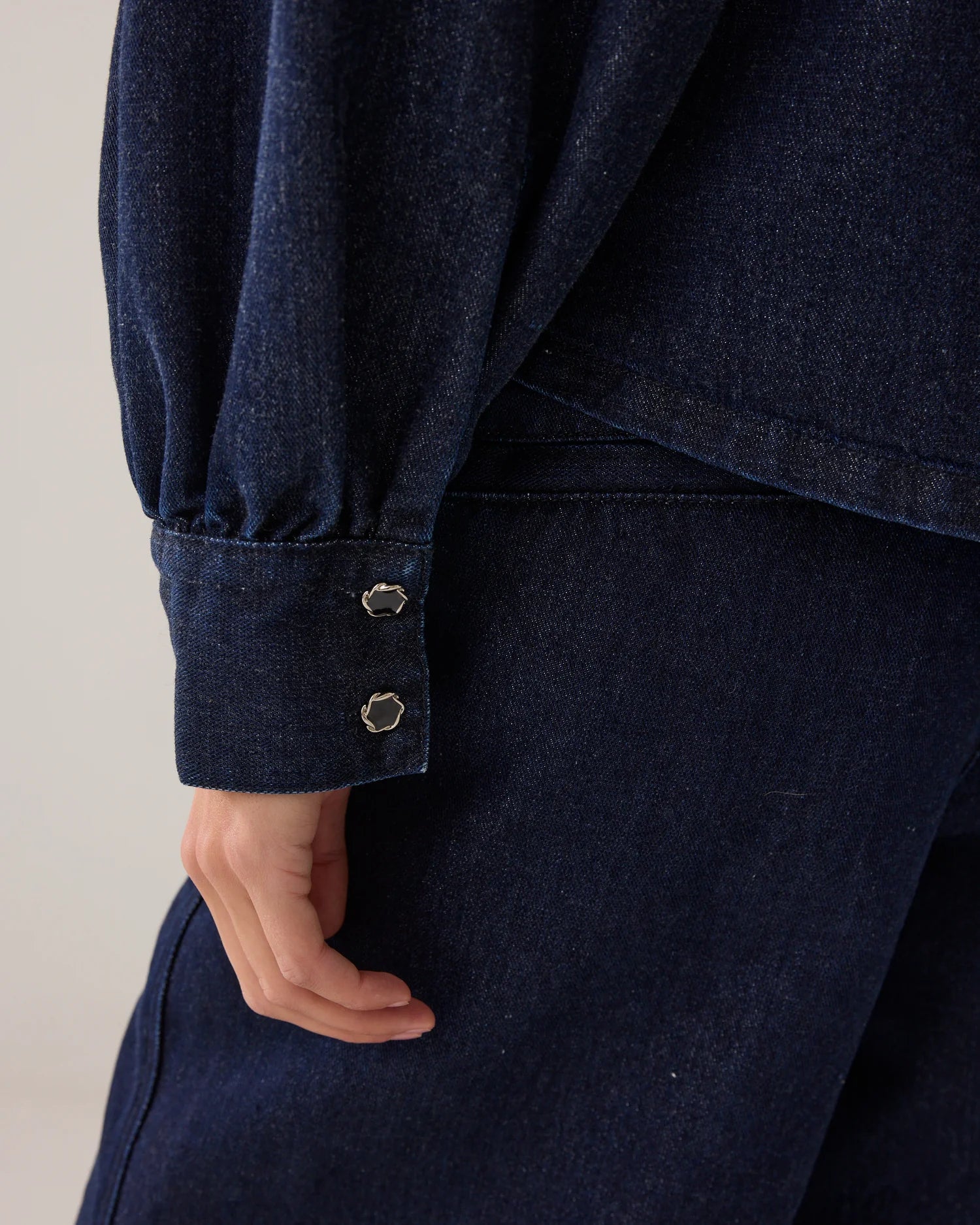 Summum Denim bowtie blouse with lurex