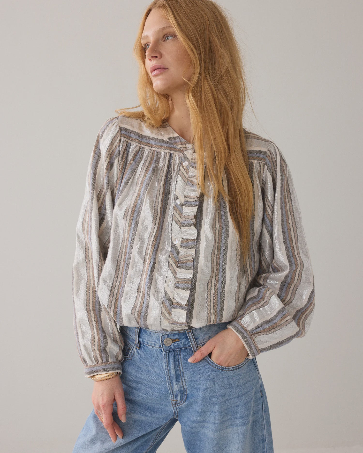 Summum Striped lurex blouse