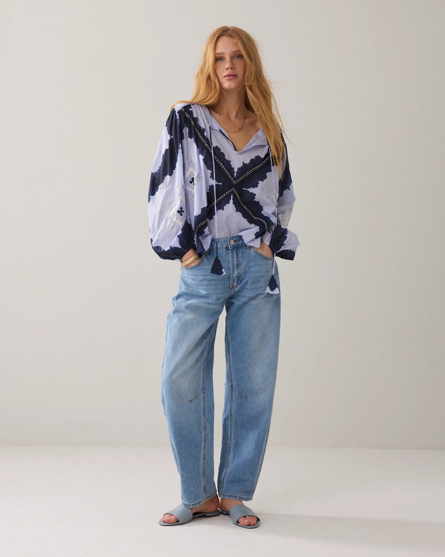 Summum Tie-dye top in cotton voile