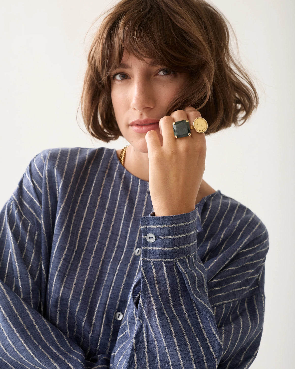 Summum Denim blouse with bow