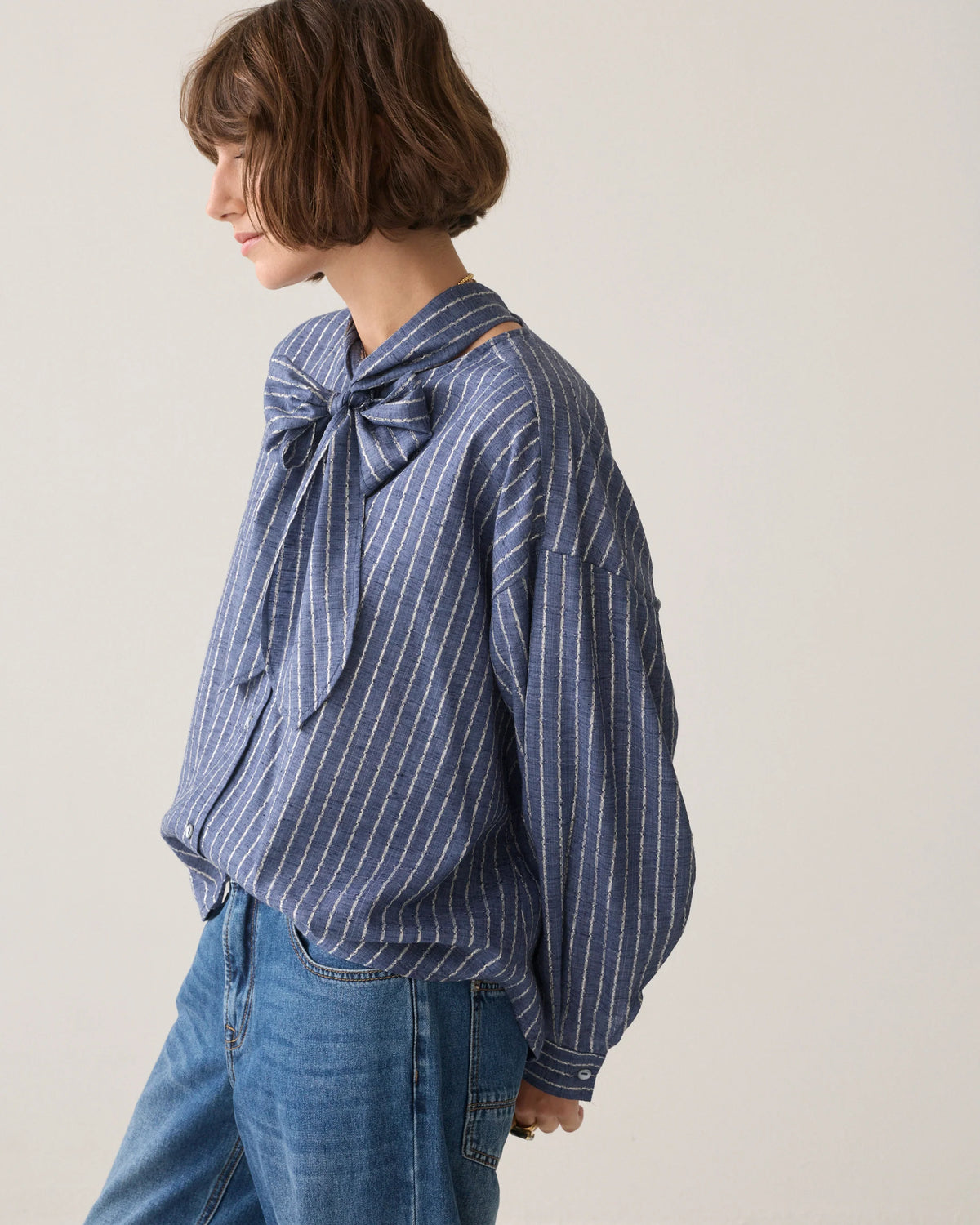 Summum Denim blouse with bow