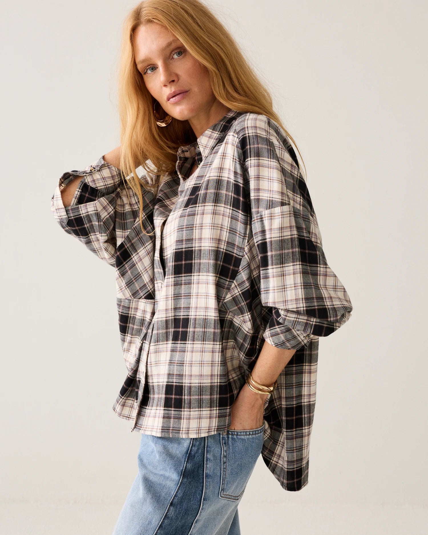 Summum Plaid flannel blouse