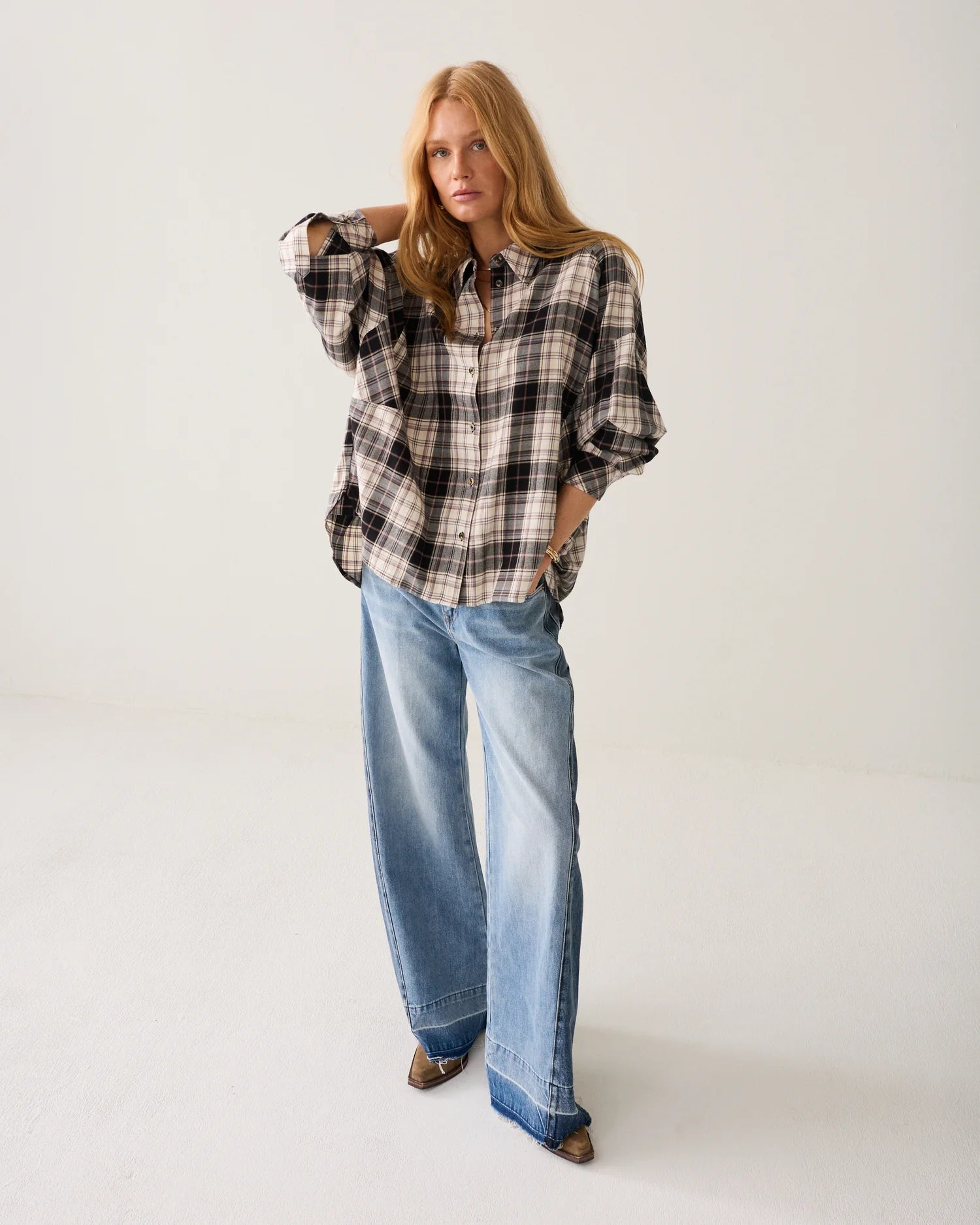 Summum Plaid flannel blouse