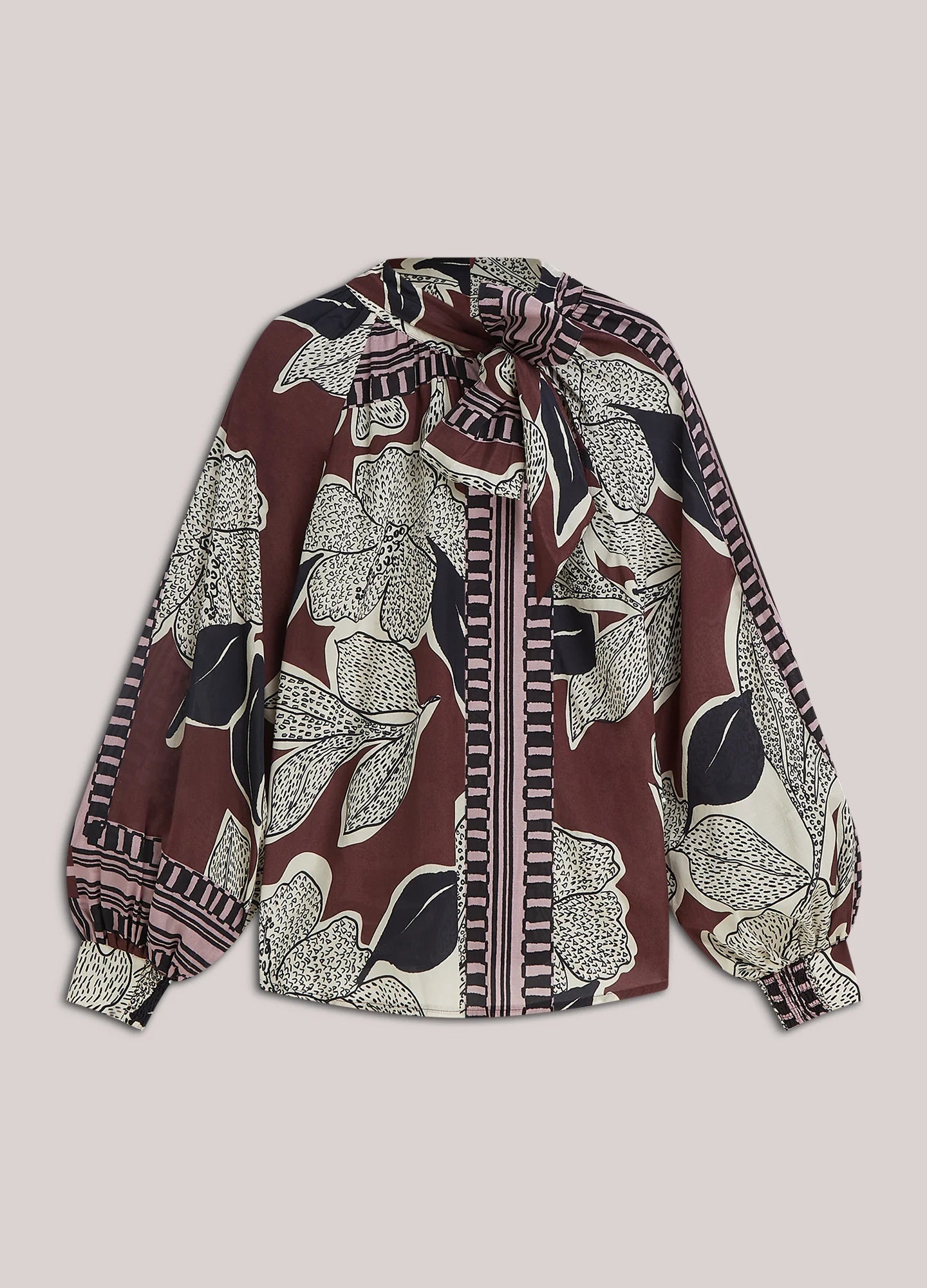 Summum Bow-tie top with scarf print