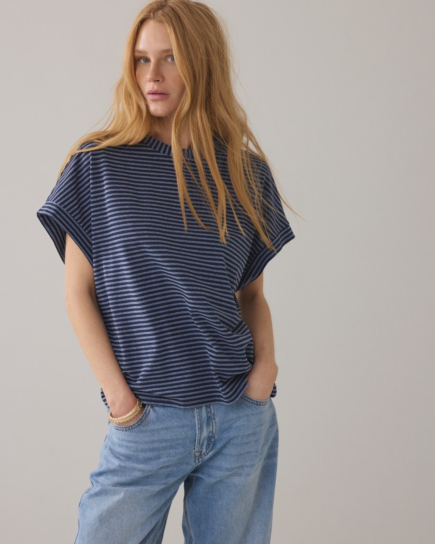 Summum Two-tone top in Italian fabric