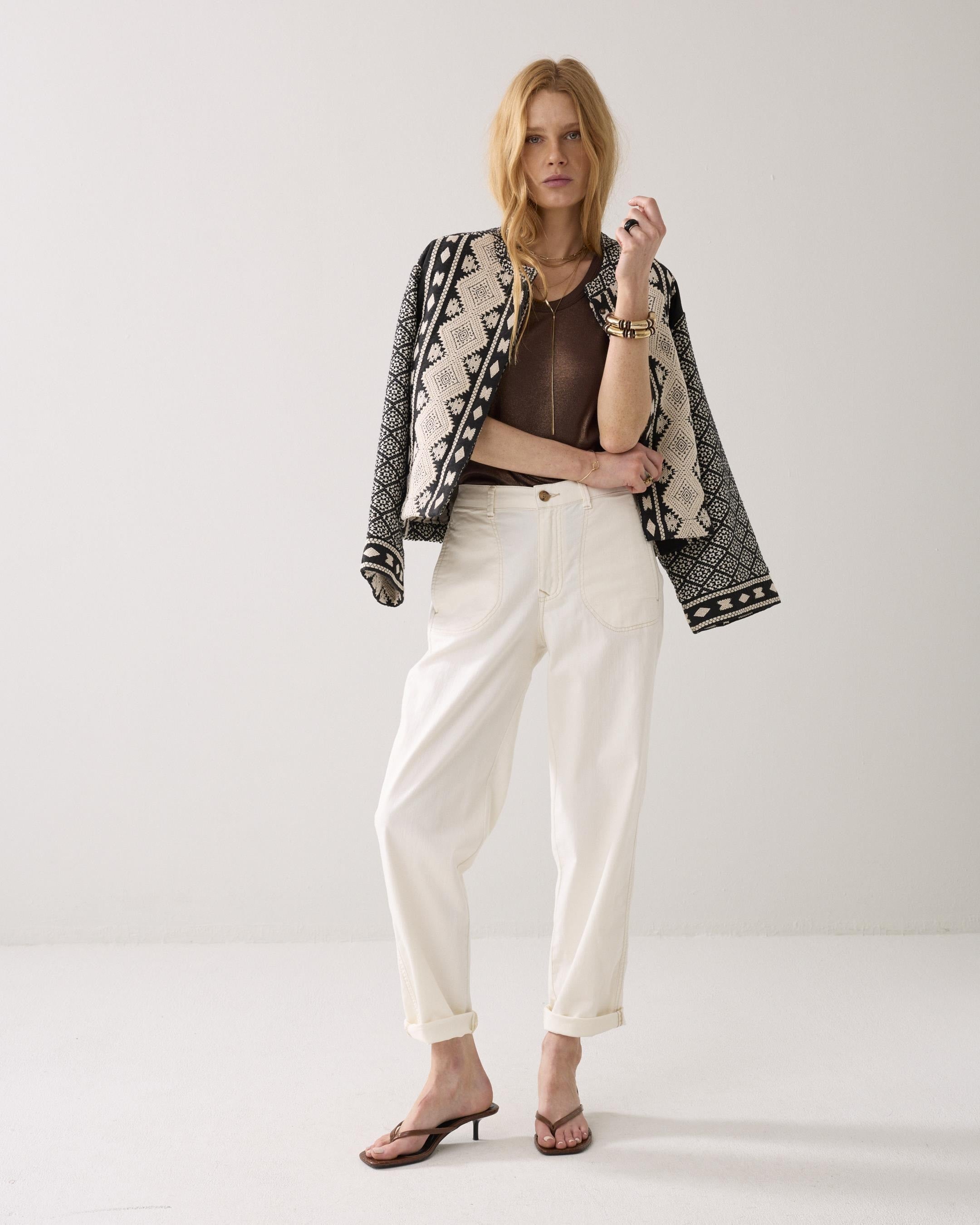 Summum Loose tapered trousers with Button fastening