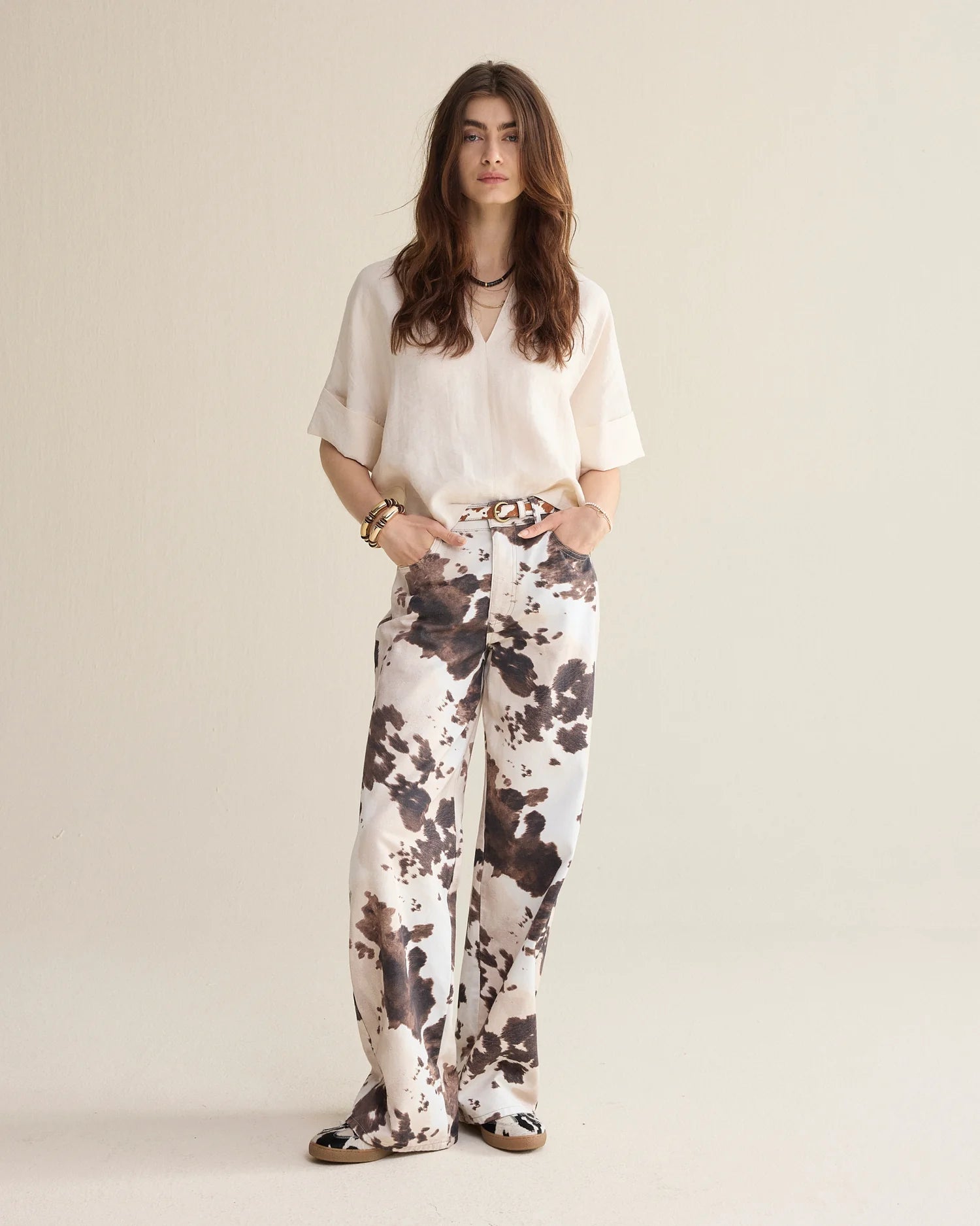 Summum Baggy straight-leg trousers in cow print