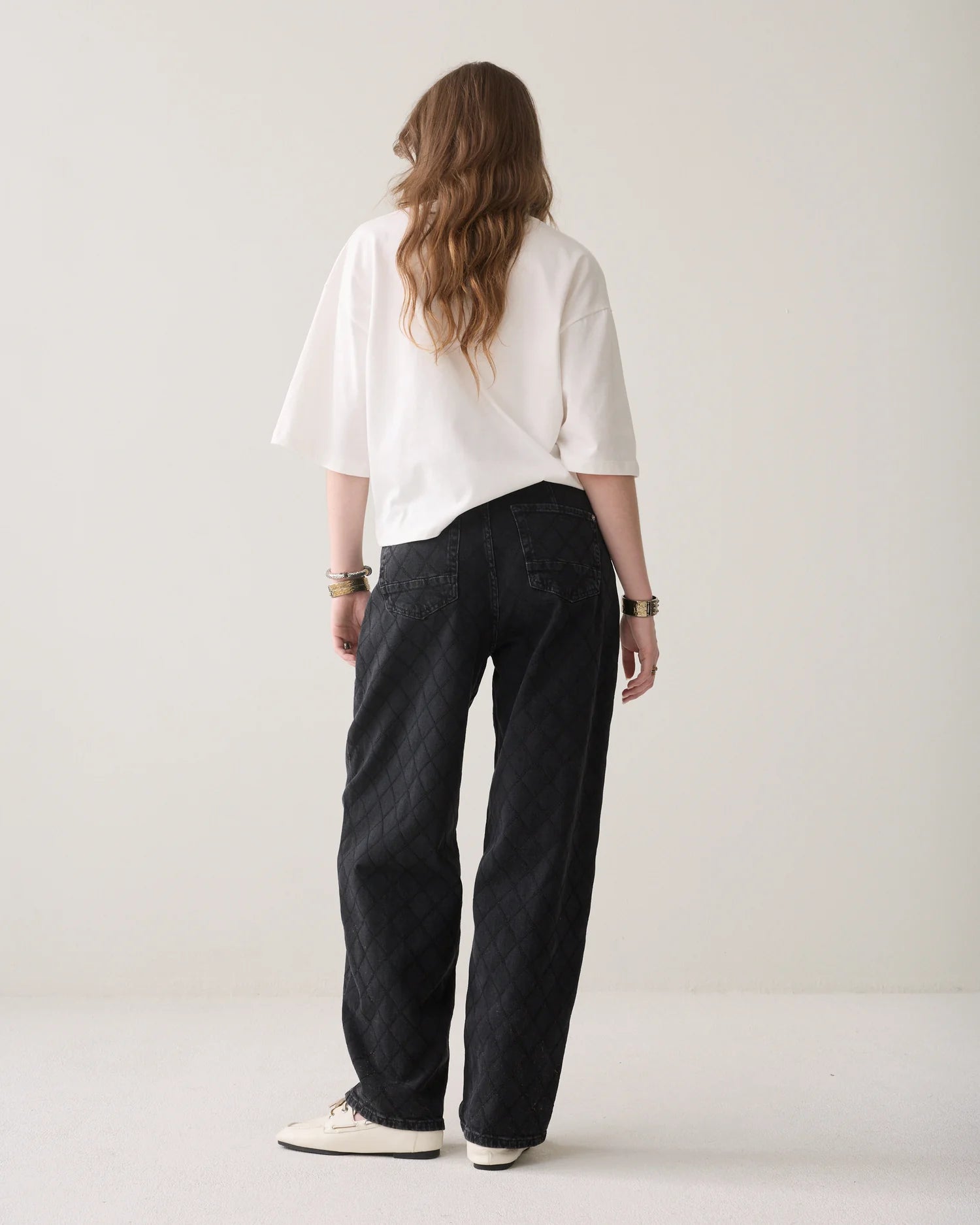 Summum Tapered jeans with plaid stitch