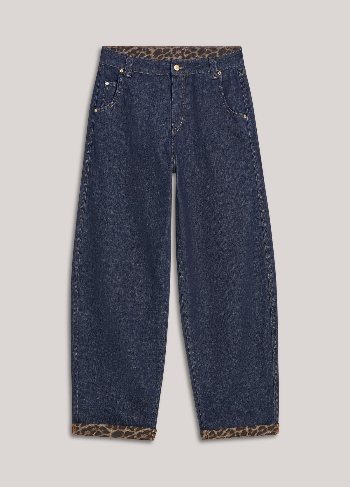 Summum Barrel-fit leopard-print jeans