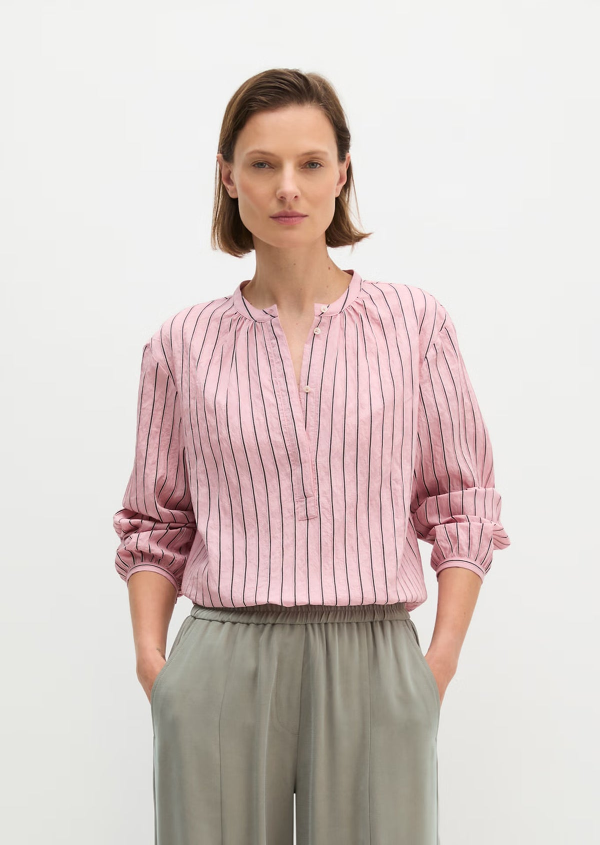 Marc O'Polo Regular-Fit Striped Blouse made from a modal blend