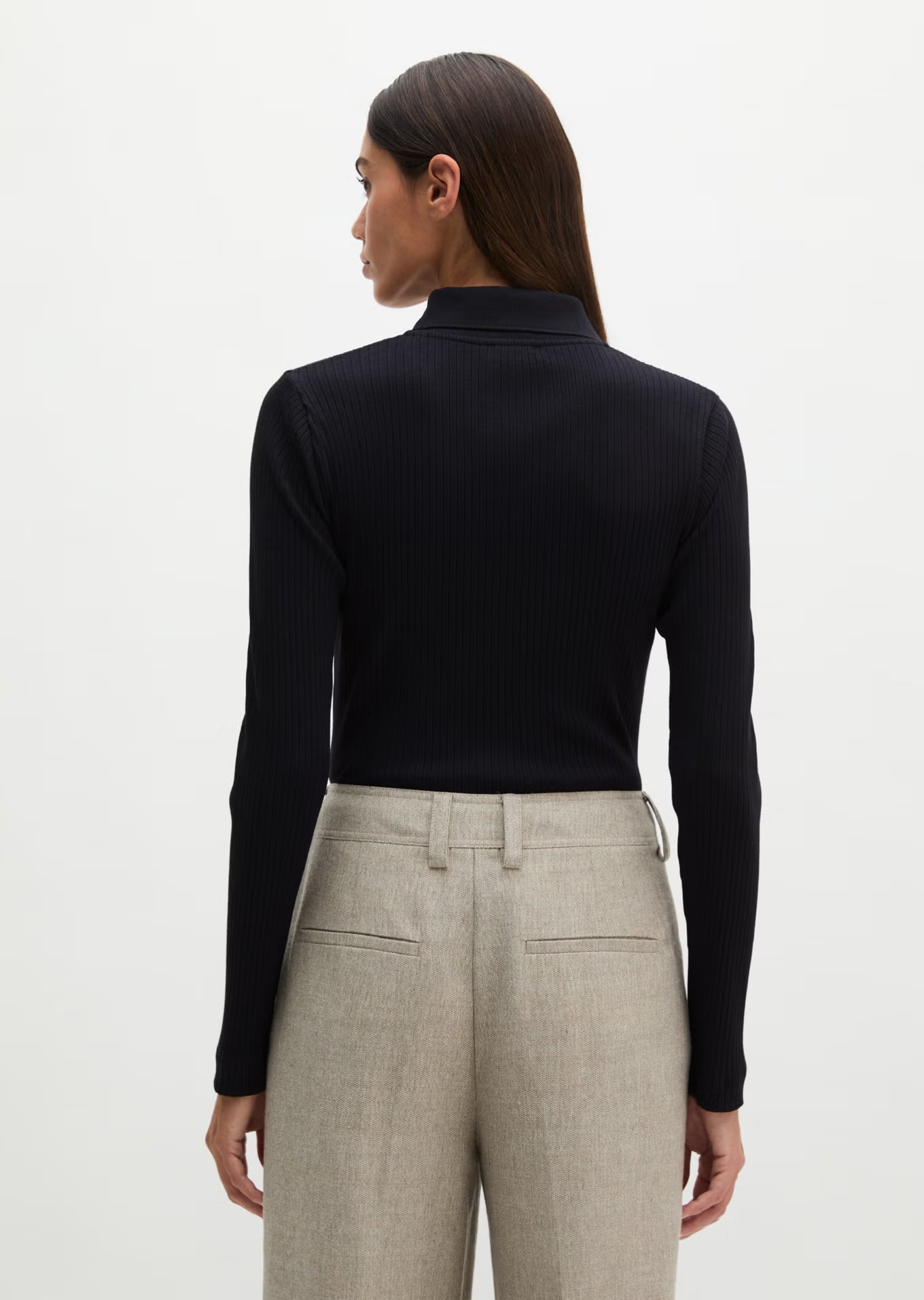 MARC O'POLO Ribbed long sleeve polo shirt