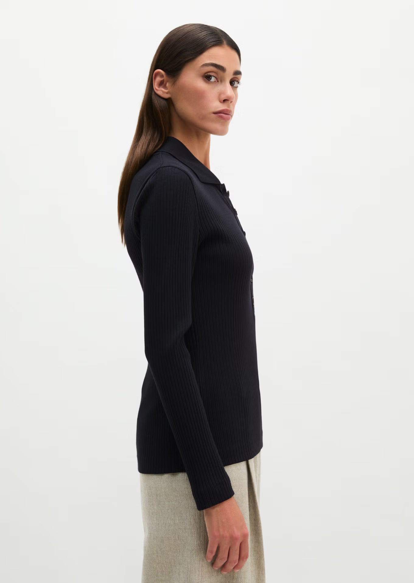 MARC O'POLO Ribbed long sleeve polo shirt