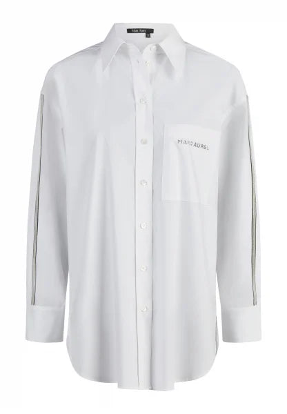 Marc Aurel Oversized poplin shirt with decorative ribbon