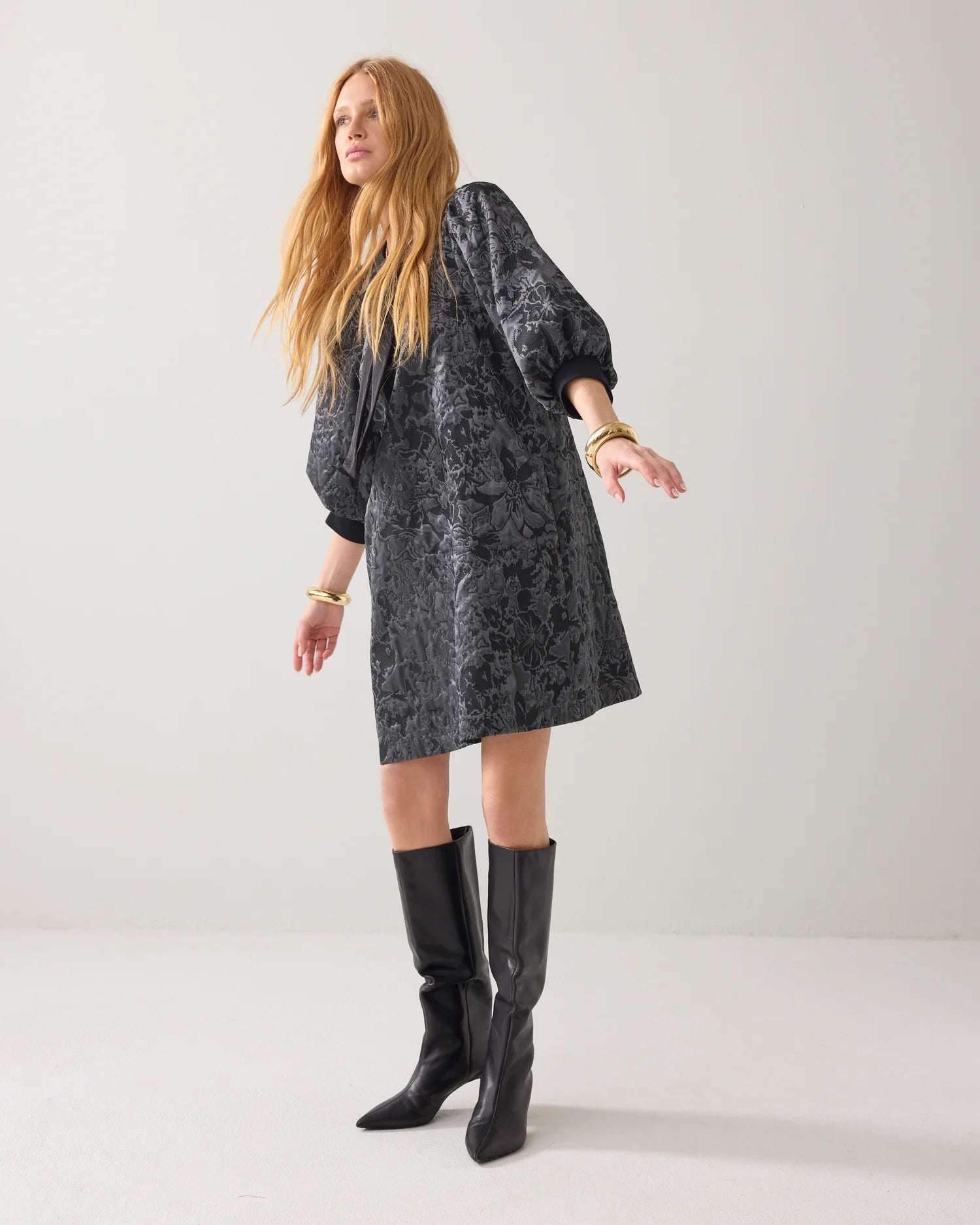 Summum A-line dress in jacquard fabric