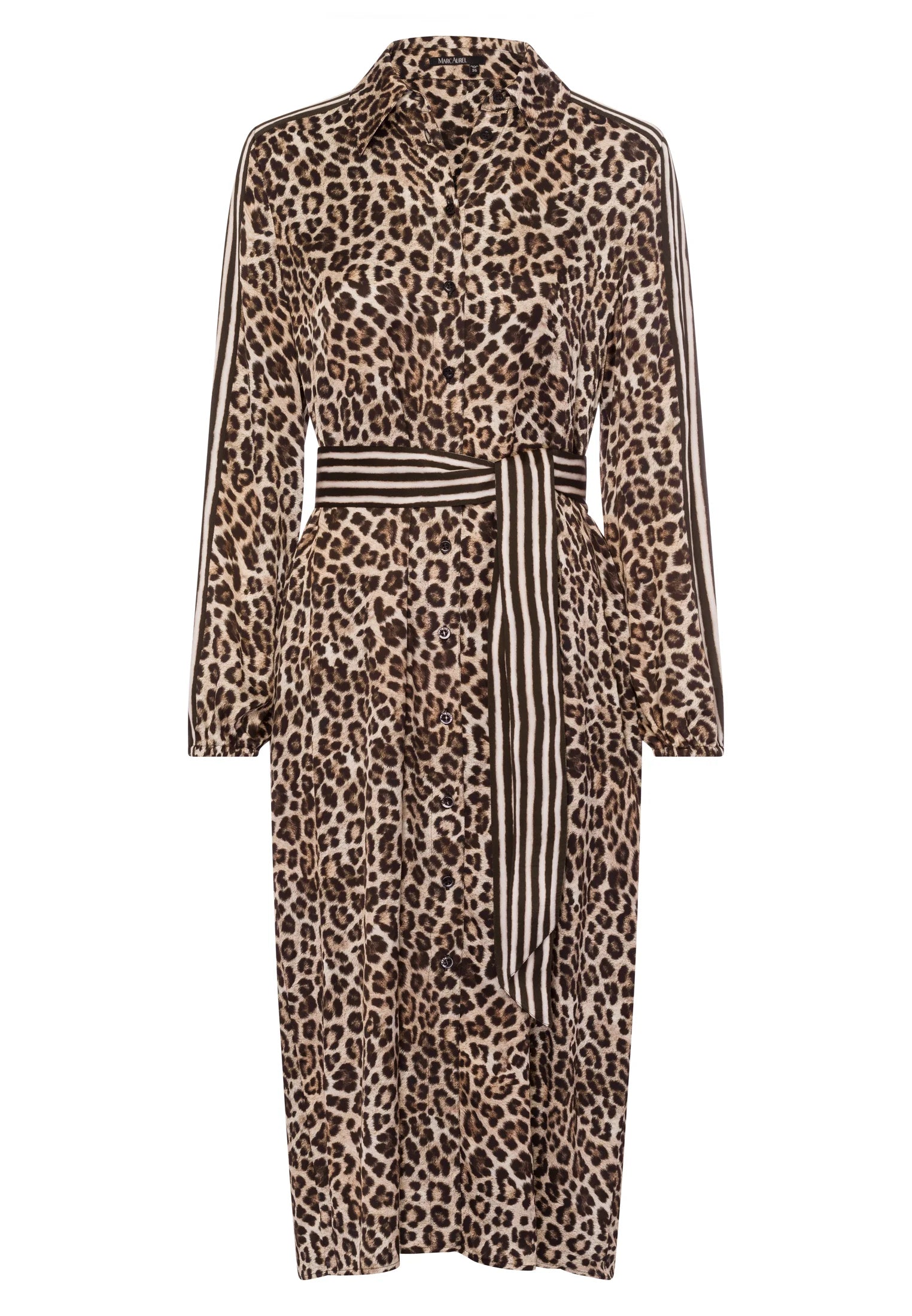Marc Aurel Leopard Print and Stripes Dress