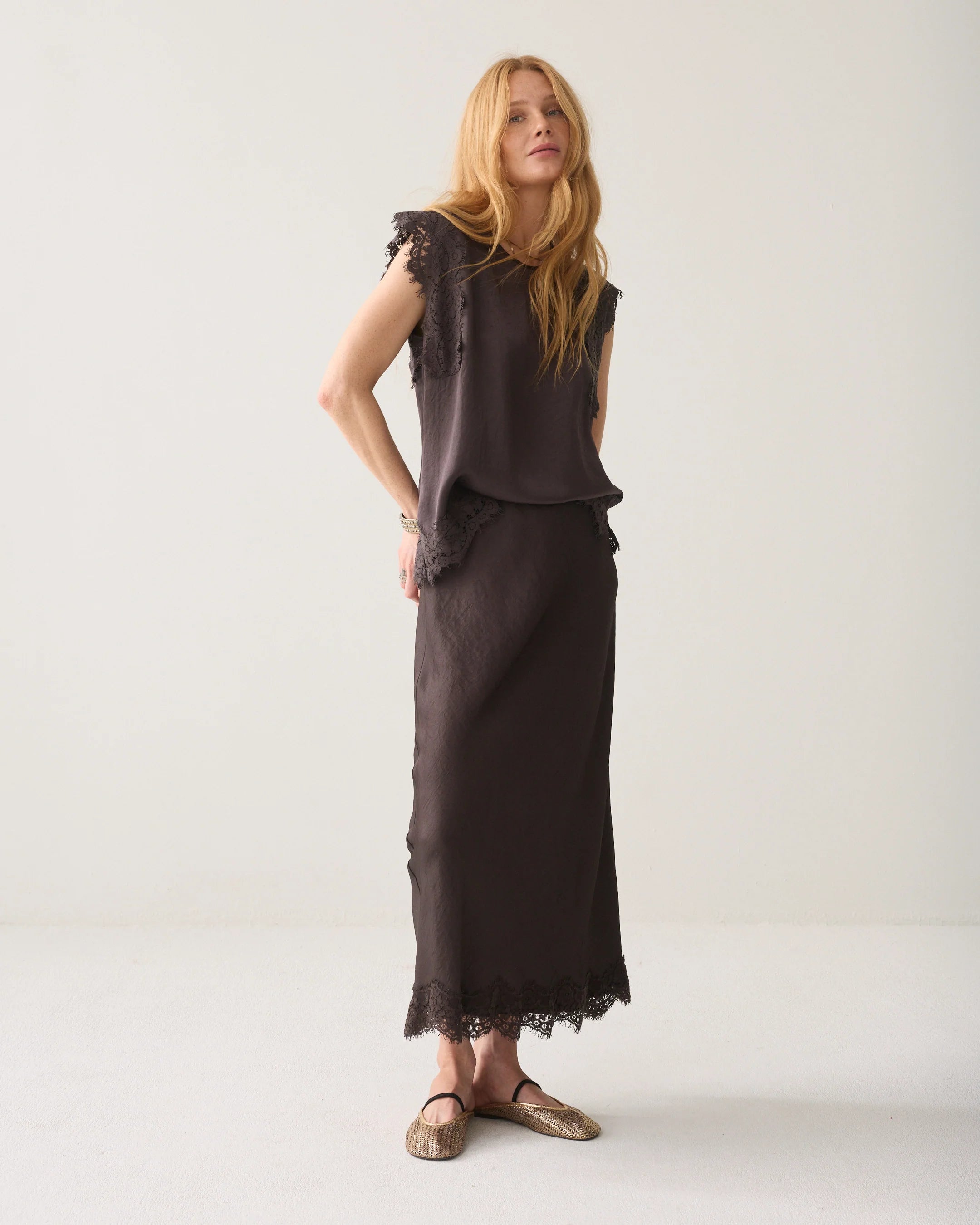 Summum Long skirt with lace