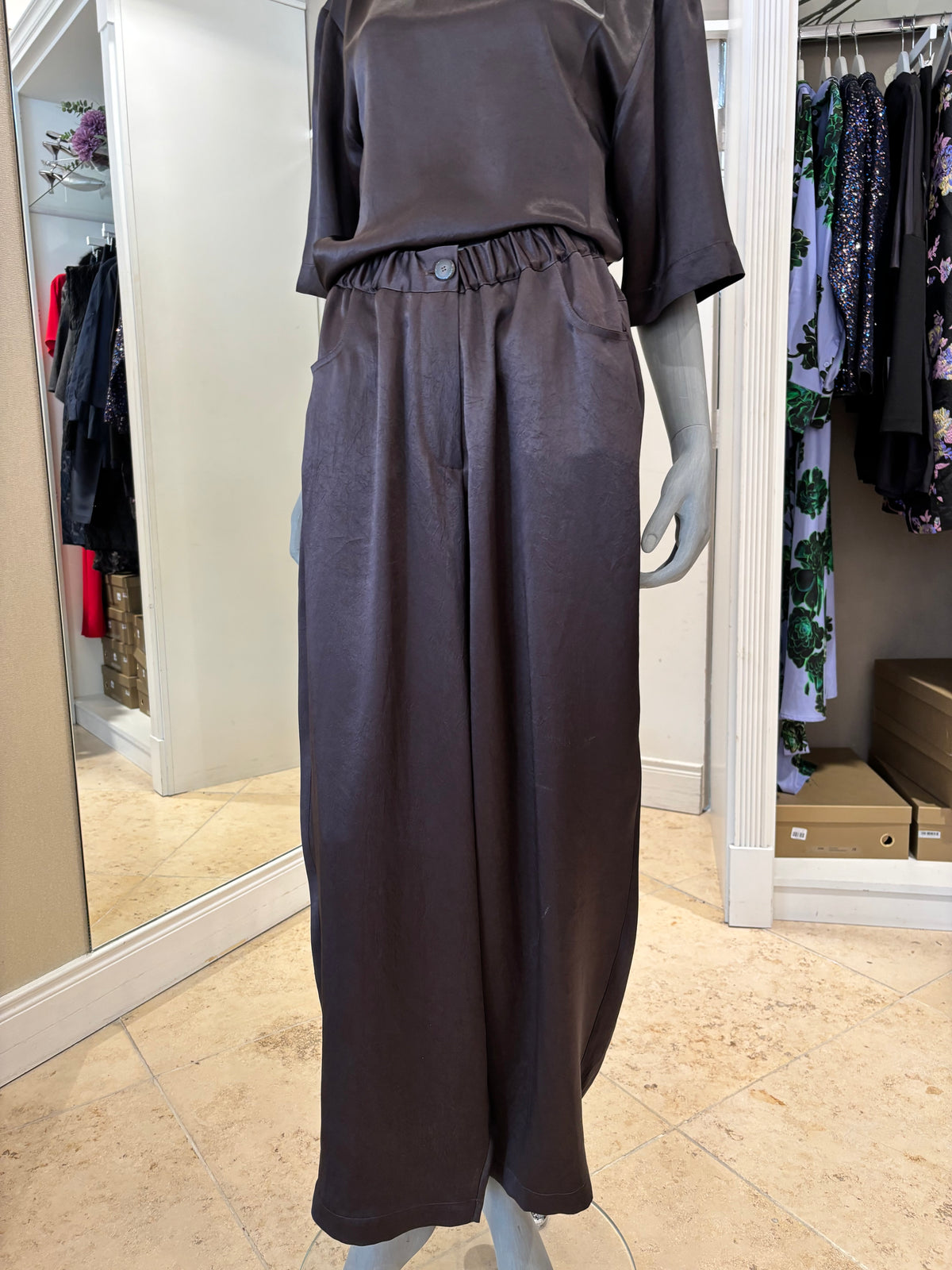 ALYSI WIDE-LEG SATIN TROUSERS