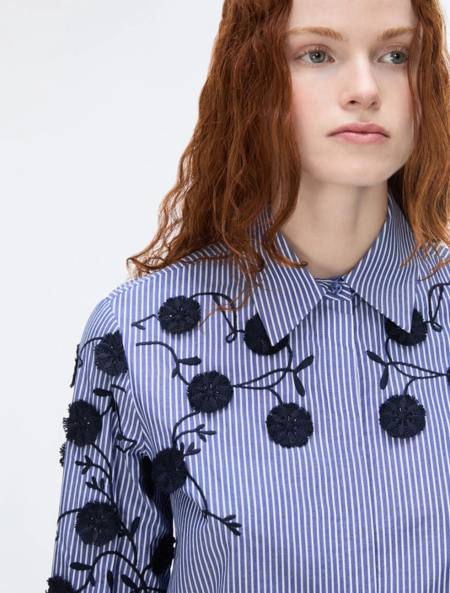 i BLUES THREAD-EMBROIDERED SHIRT