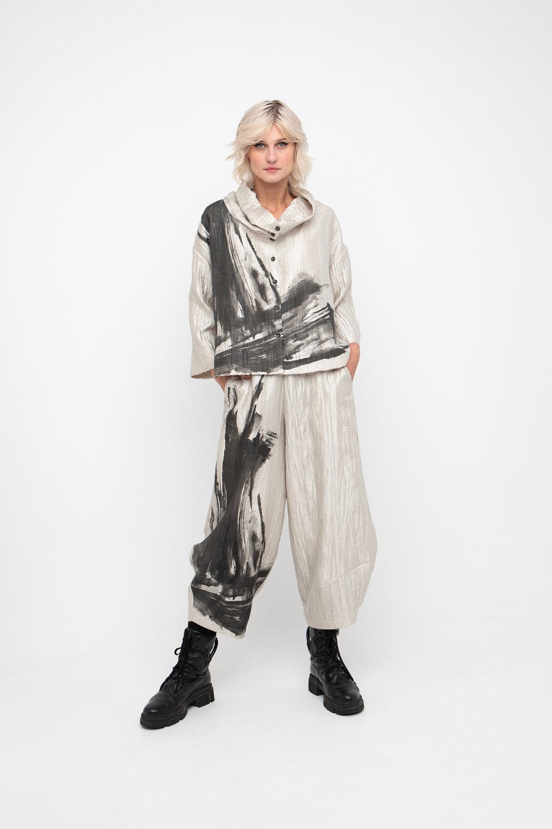 OZAI N KU GOLD SPLASH TROUSERS