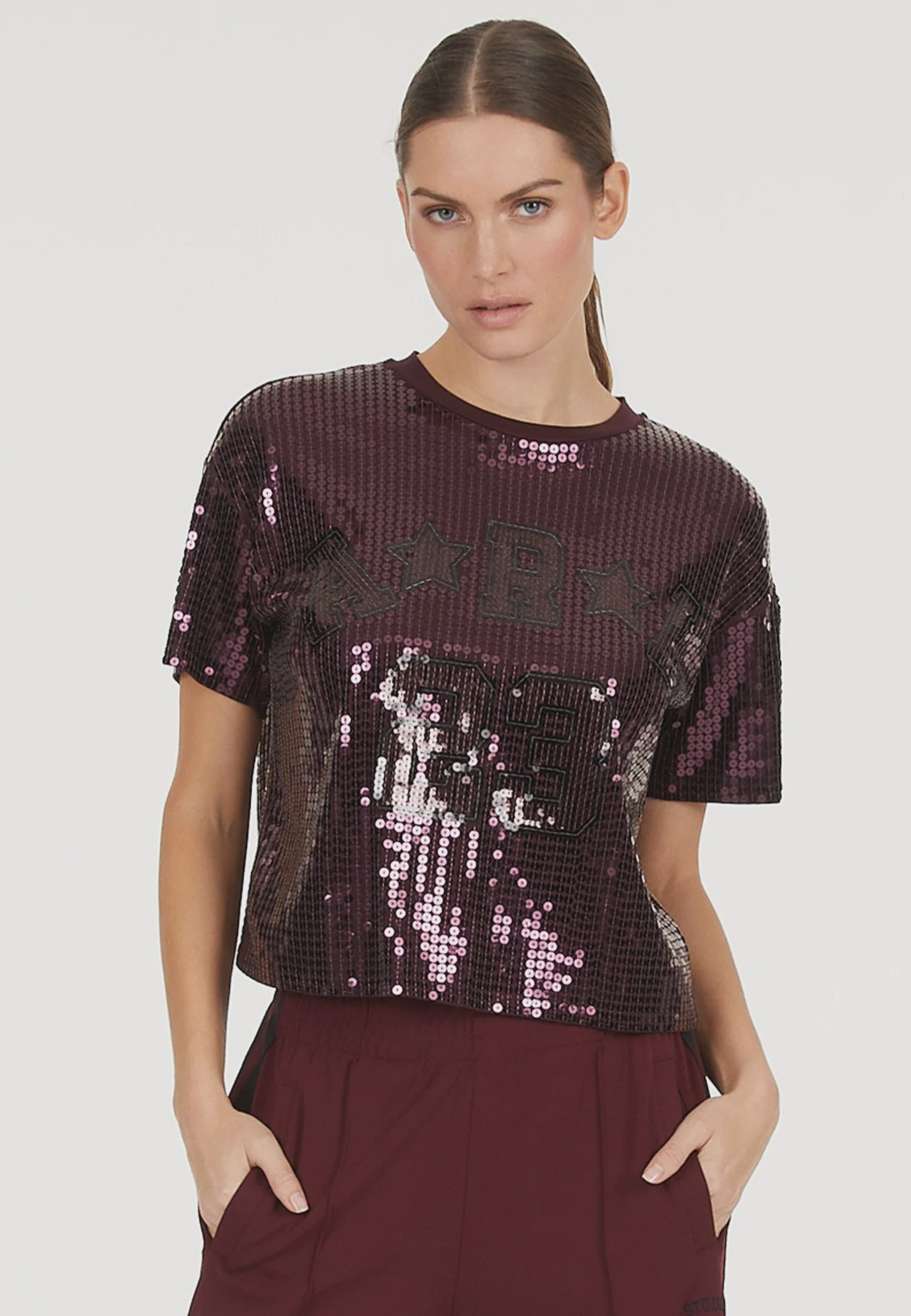 Marc Aurel College-style sequin shirt