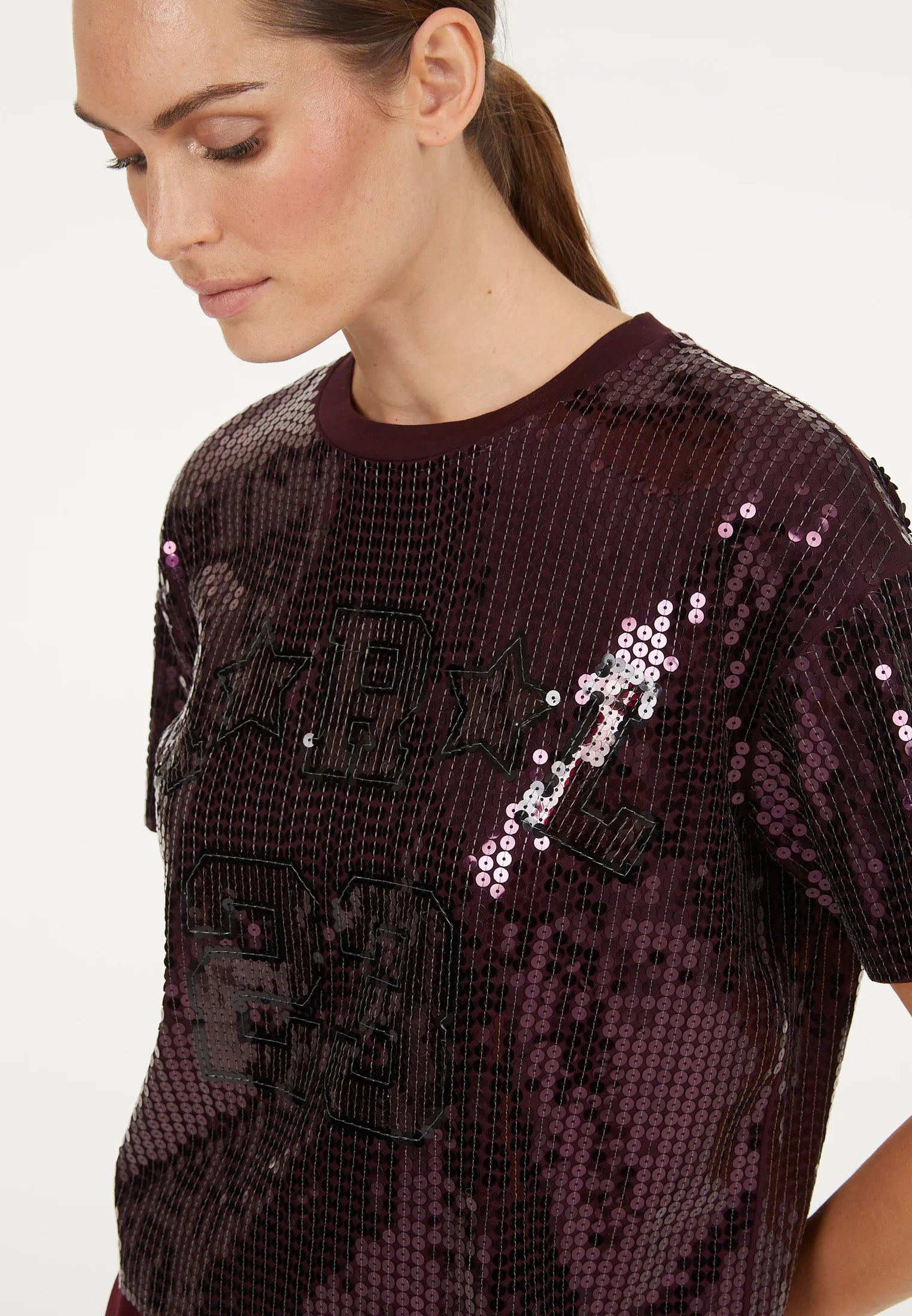 Marc Aurel College-style sequin shirt