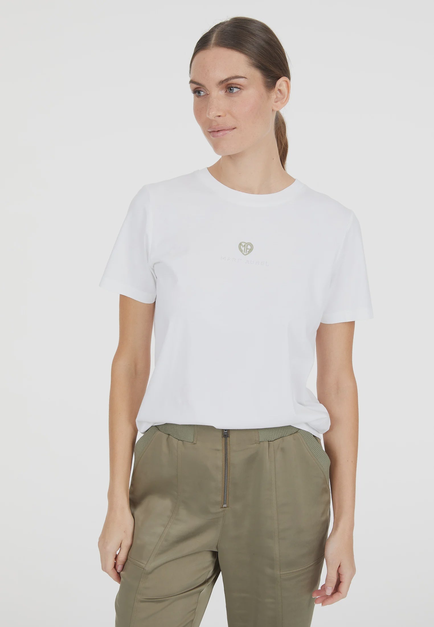 Marc Aurel T-shirt with embroidery and rhinestone logo