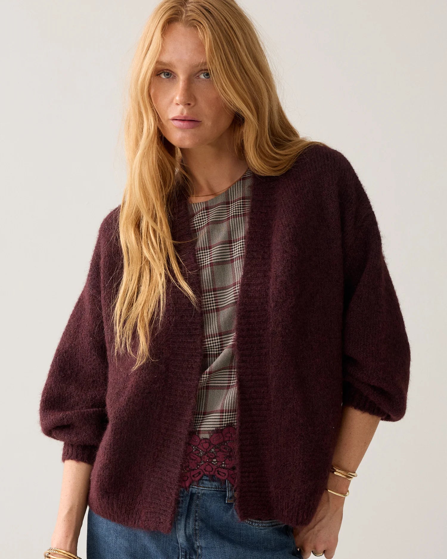 Summum Soft cardigan with puff sleeves
