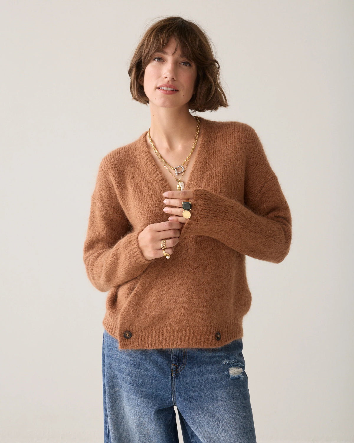 Summum Wrap cardigan in an Italian mohair blend