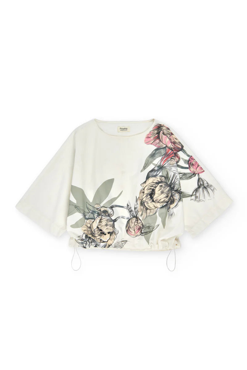 Psophia MUTED PEONY STUDY OVERSIZED DRAWSTRING TOP