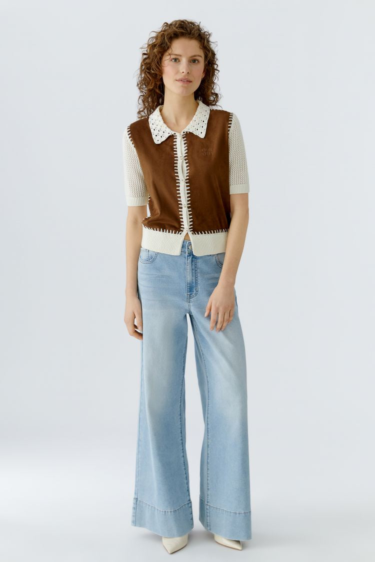 OUI Cardigan - white brown