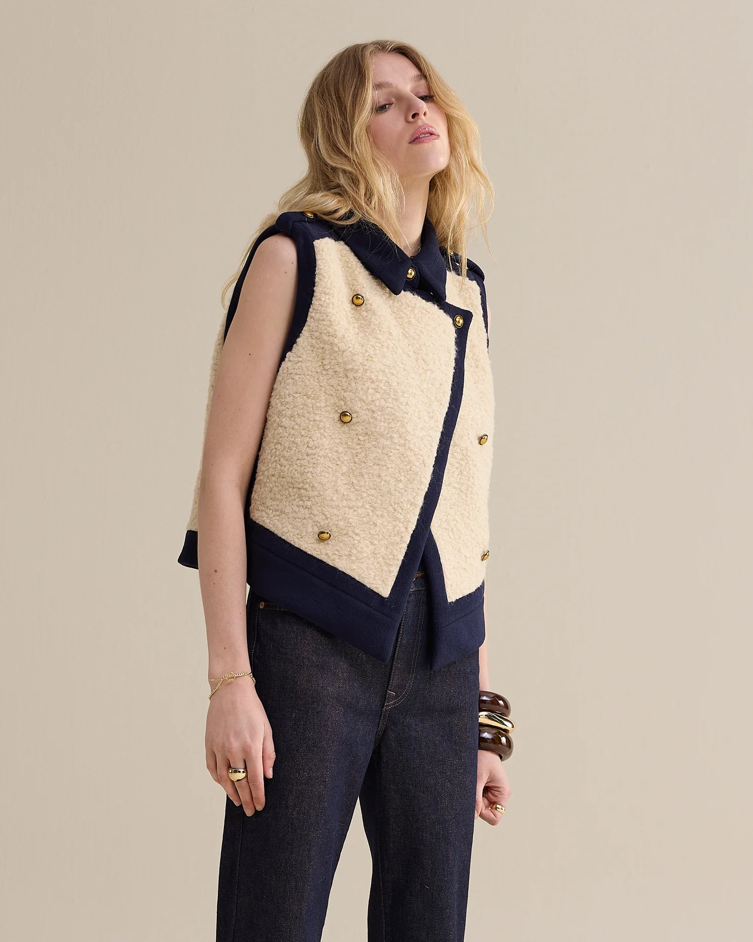 Summum Gilet in bouclé blend with wool