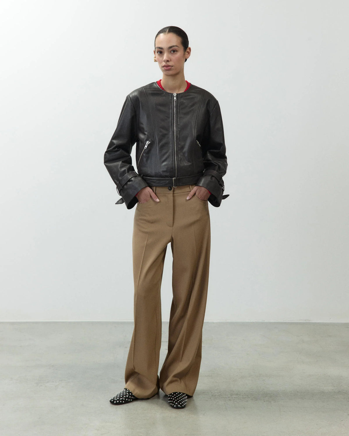 ALYSI LEATHER BIKER JACKET