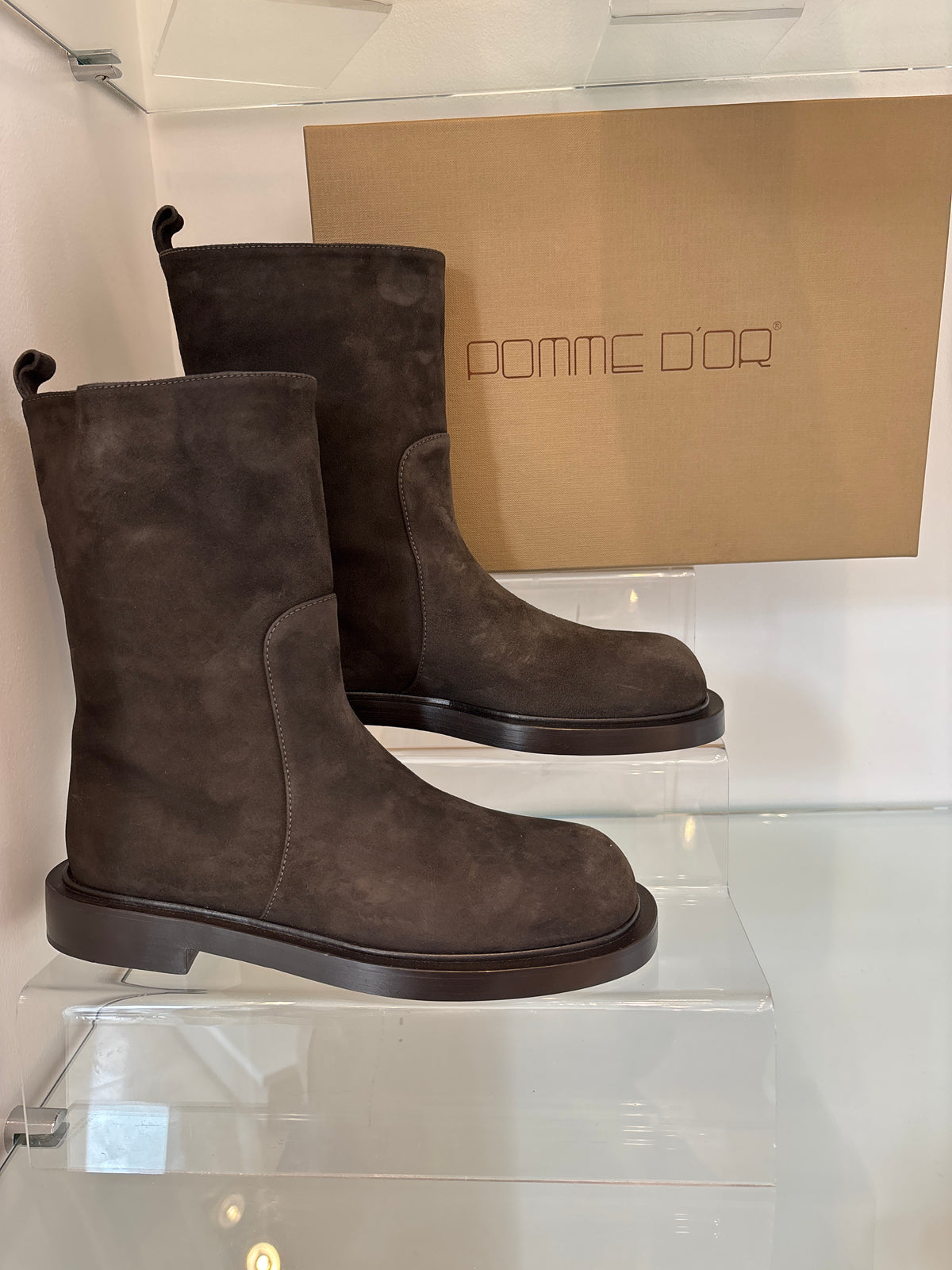 POMME D'OR suede dusty brown boot