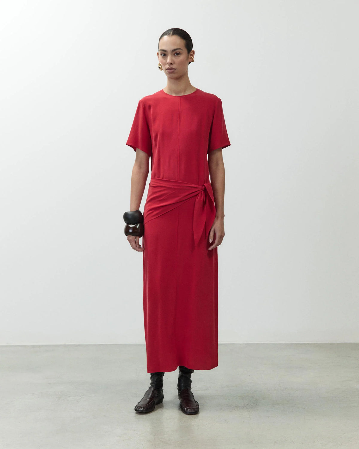 ALYSI CRÊPE DE CHINE DRESS WITH SCARF