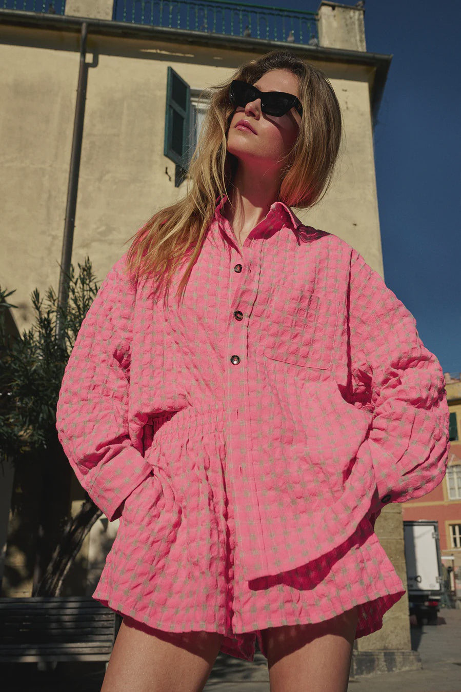 liv bergen Shirt check in pink/beige