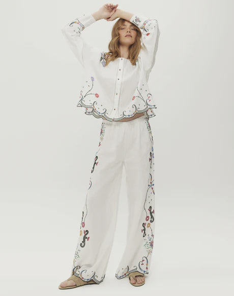 ME369 Helena Embroidered Linen Shirt