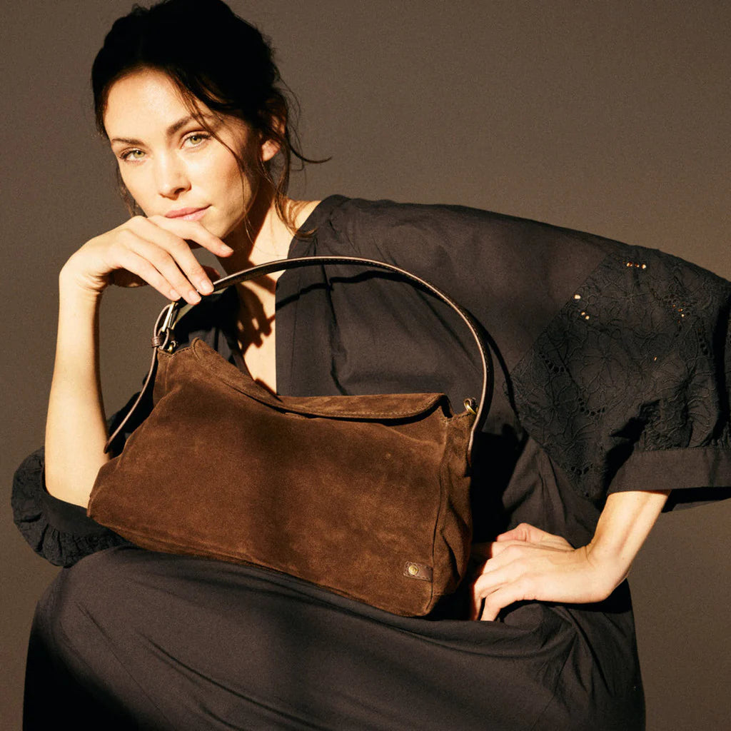 DEPECHE Exclusive suede crossbody bag