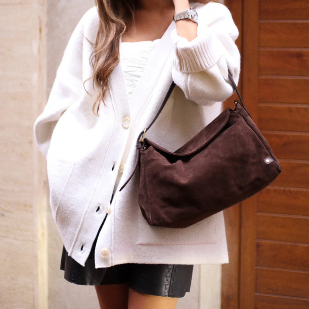 DEPECHE Exclusive suede crossbody bag