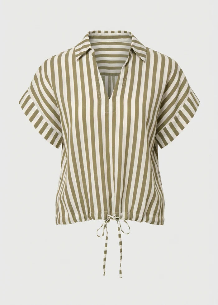 humility Loose top with green and white stripes