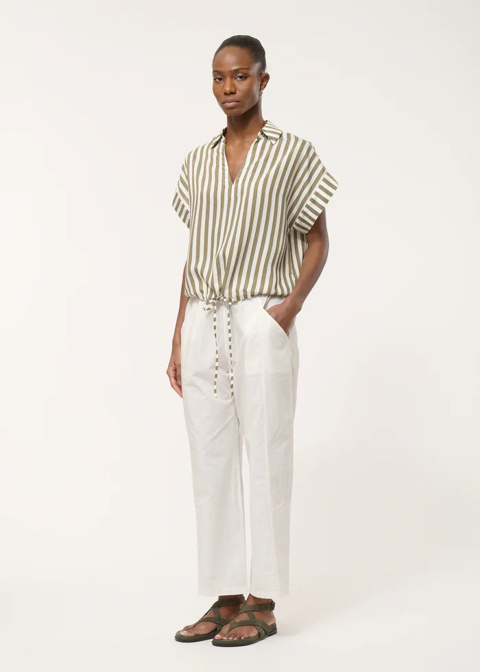 humility Loose top with green and white stripes