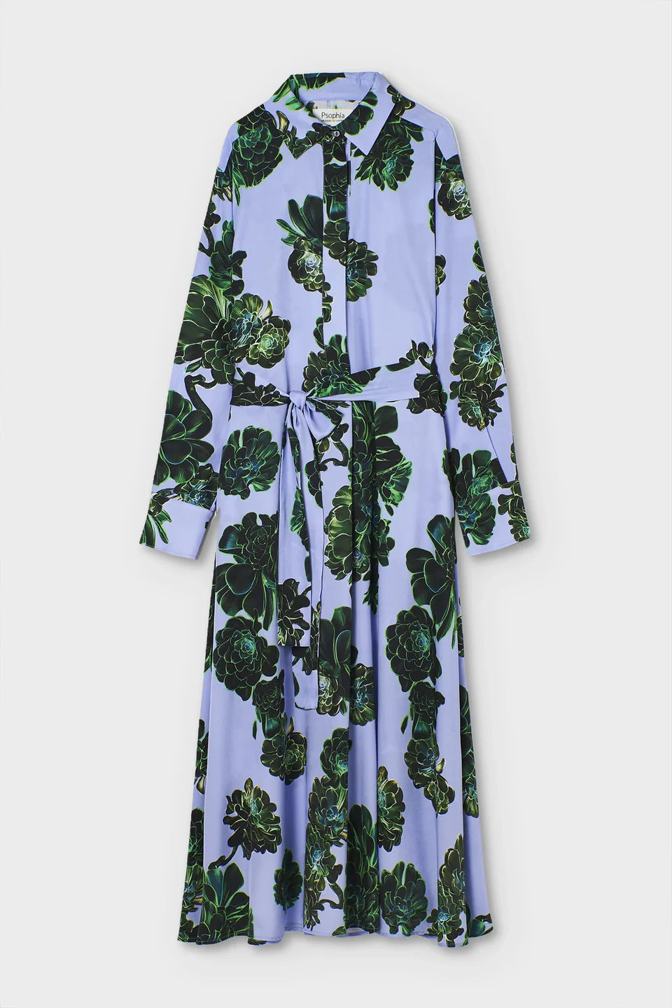 Psophia Aeonium Floral Prin Silk Shirt Dress