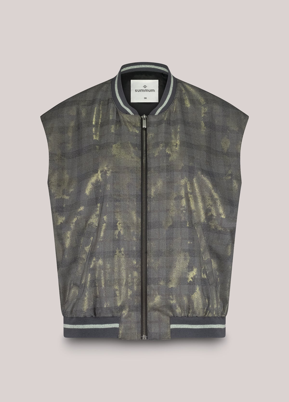Summum Bomber gilet with plaid and foil print